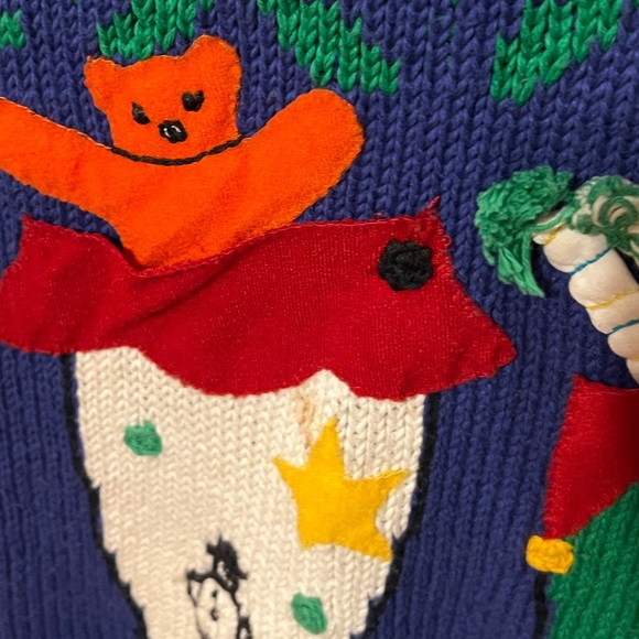 M/L 1980s Vintage knitted Holiday Christmas Stocking Toys Winter sweater - Picture 4 of 14